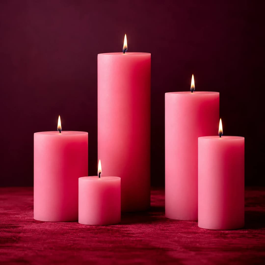 Pink Ribbed Pillar Candle