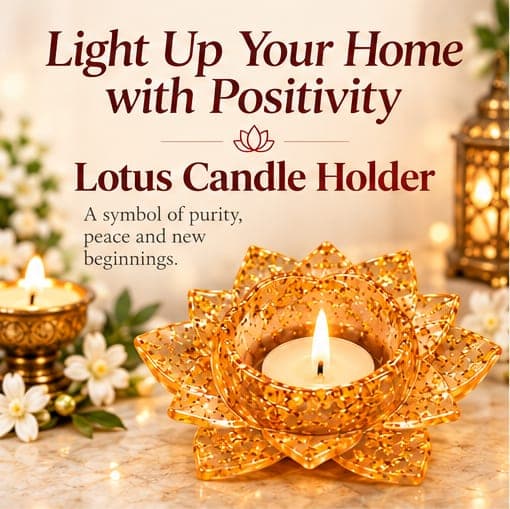 Gold-Fleck Lotus Resin Tealight Holder