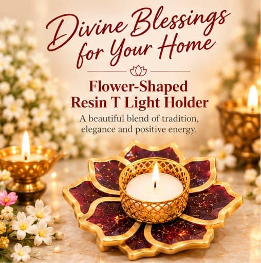 Burgundy Flower Resin Tealight Holder