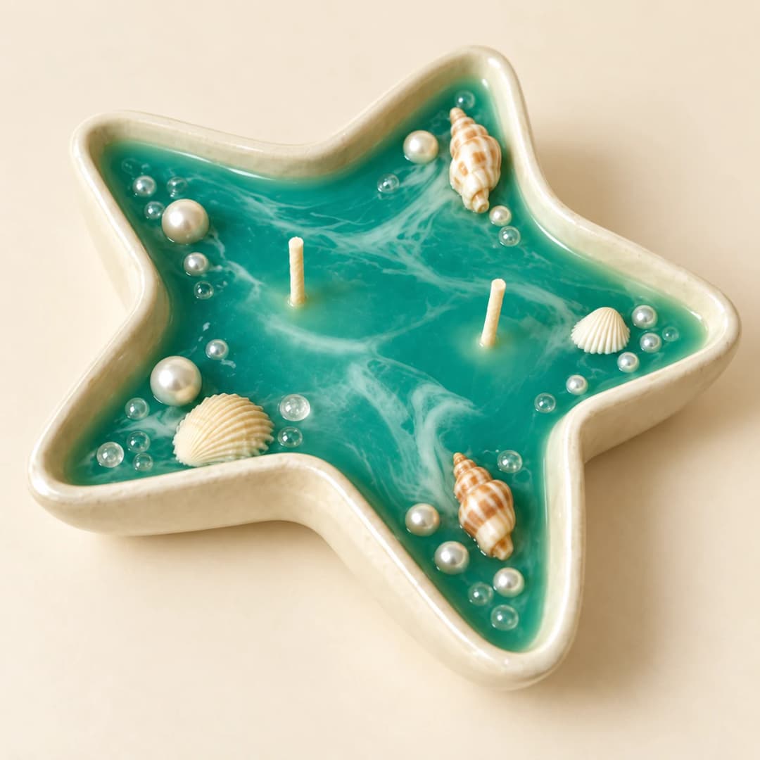 Aqua Star-Shaped Candle