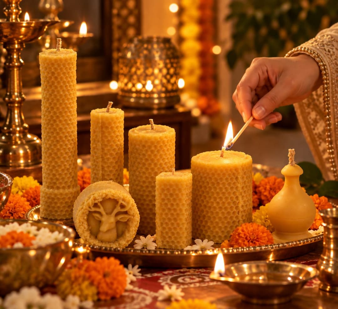 Honeycomb Beeswax Candle Gift Set of Seven