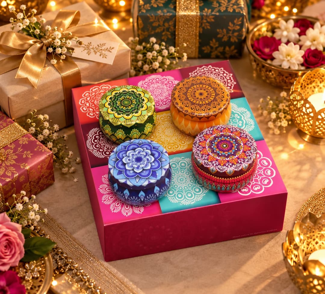 Mandala Tin Candle Gift Set of Four