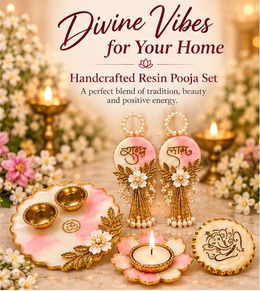 Pink Floral Resin Pooja Gift Hamper